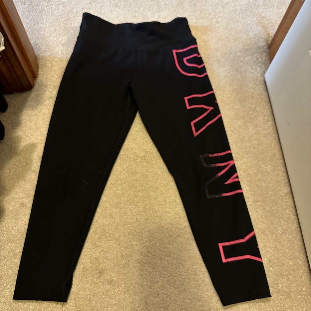 DKNY Black Leggings with Pink Accents